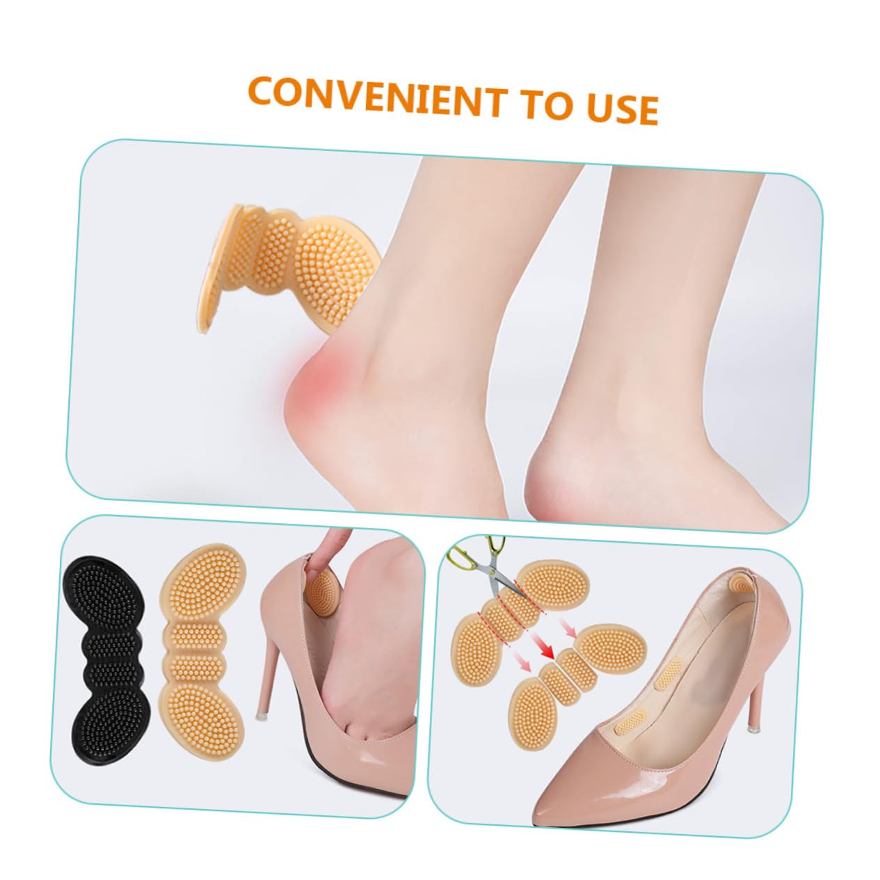 Healeved 4 Sätze Schmetterlingsanhänger Schuhreparatur Fußschellen Fußbett Shoe Mat Fersenkissen Schuhabsatzeinlagen Sneaker Fersenpolster Verschleißfester Fersenhalt Kieselgel 4 Paare * 4