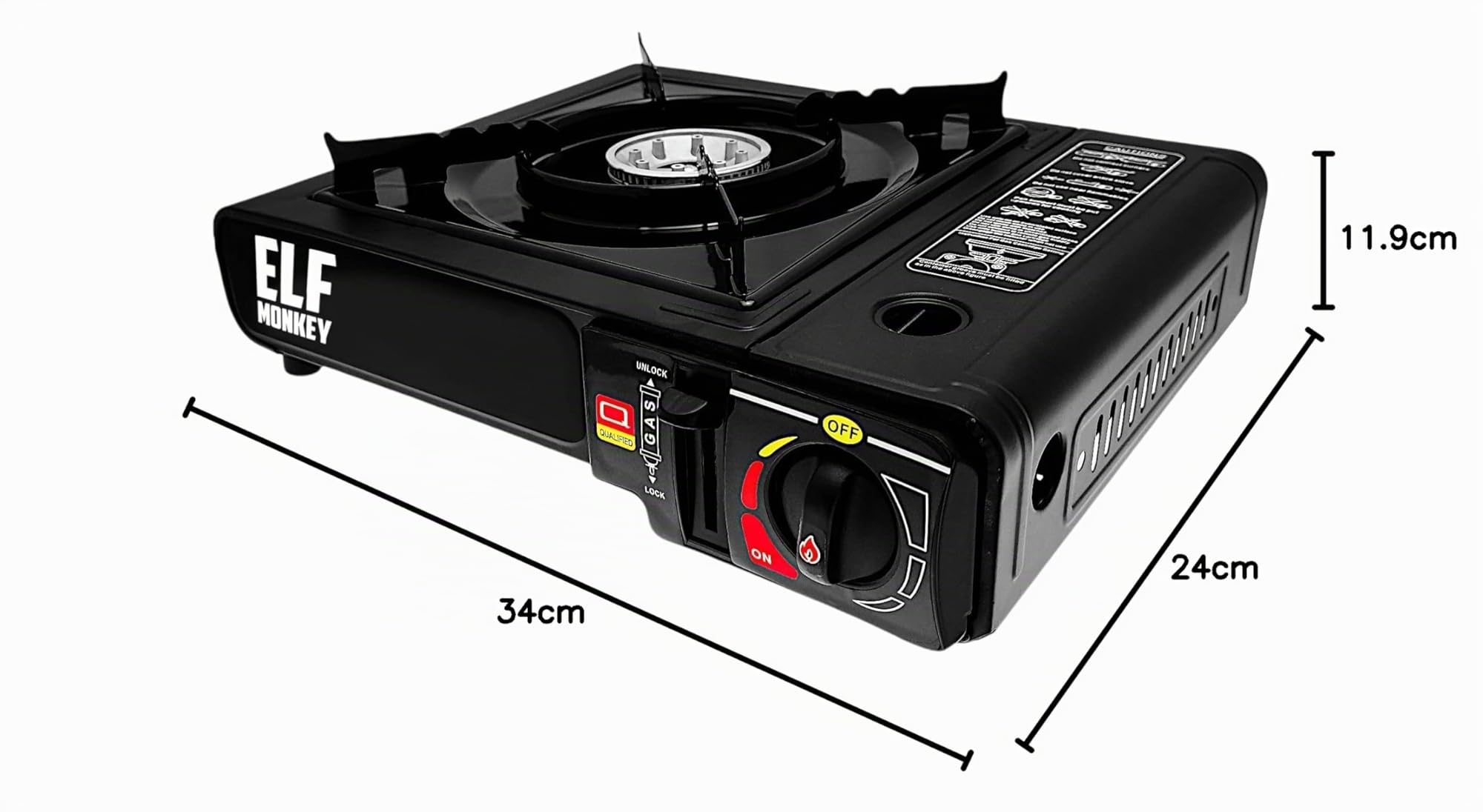 Elfmonkey Réchaud de camping | Cuisinière à gaz avec mallette de transport : avec 8 cartouches de gaz