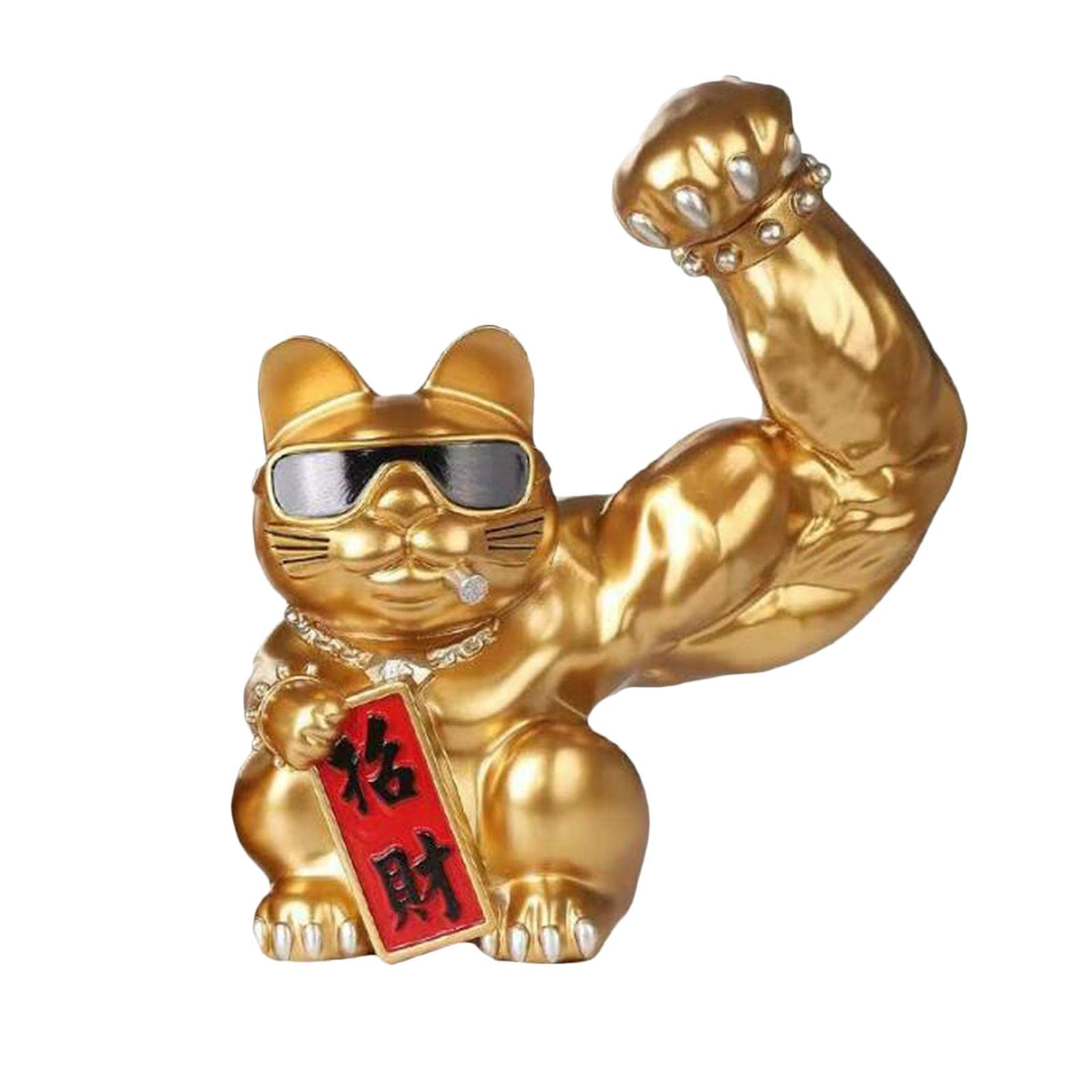 Amazon.co.jp: 大きな中国の筋肉の腕の招き猫の置物と巨大な腕の猫の