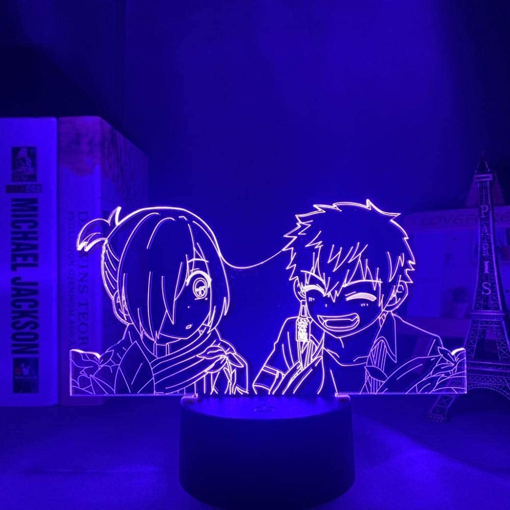 KJsdaADSA 3D Anime Lamp Night Light Led Toilet Bound Hanako Kun Mitsuba X Kou for Bedroom Decorative Birthday Gift Acrylic Led 16 Colors