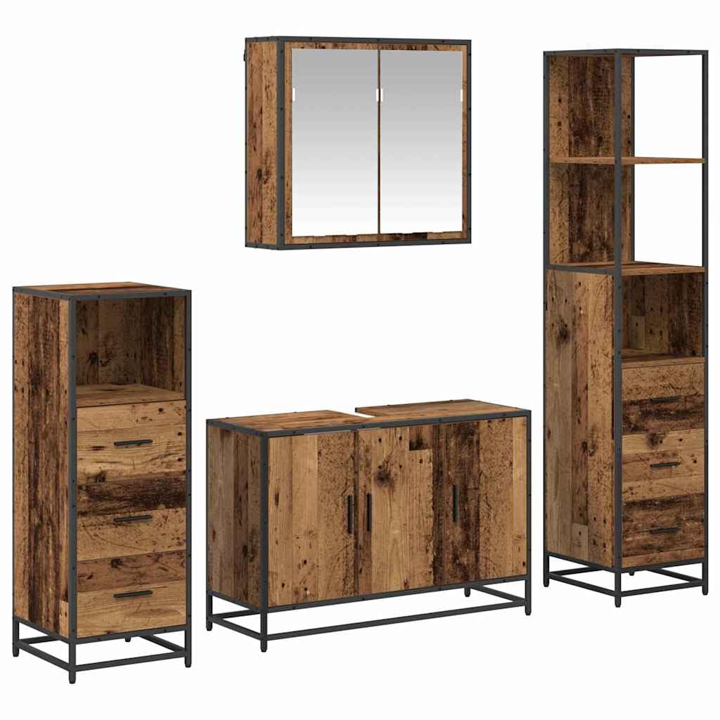Set di mobili da bagno, 4 pezzi, in legno, 90 x 33 x 60 cm