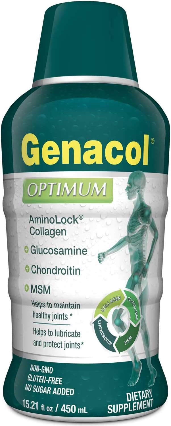Genacol Optimum Glucosamine Chondroitin MSM Collagen Liquid Dietary Supplement 15.21 oz | Helps Maintain Healthy Joints and Cartilage