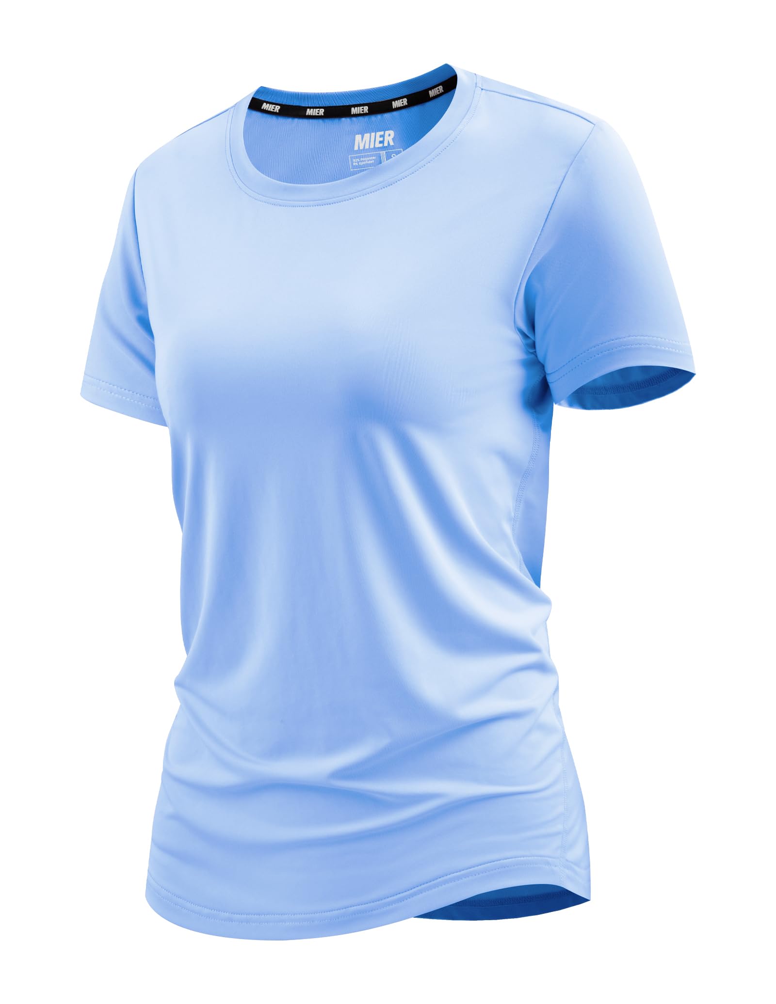 MIER Womens Running Athletic Shirts Dry Fit Active T-Shirt Tops Short Sleeve Soft Crew Neck Gym Workout Exercise