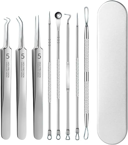 Kit de herramientas profesional para eliminar espinillas, 8 herramientas para eliminar puntos negros para manchas faciales, acné y acné y extractor