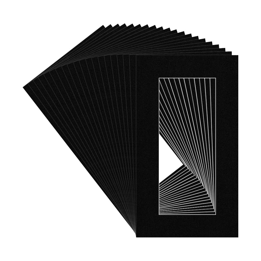 Procut Global 16x9" Black Picture Mounts for Frames - Fits 12x5" Aperture Size - Precision Cut Cardboard Photo Mounts - Mat Board for Prints, Artwork & Paintings - Pack of 20 โ image 1