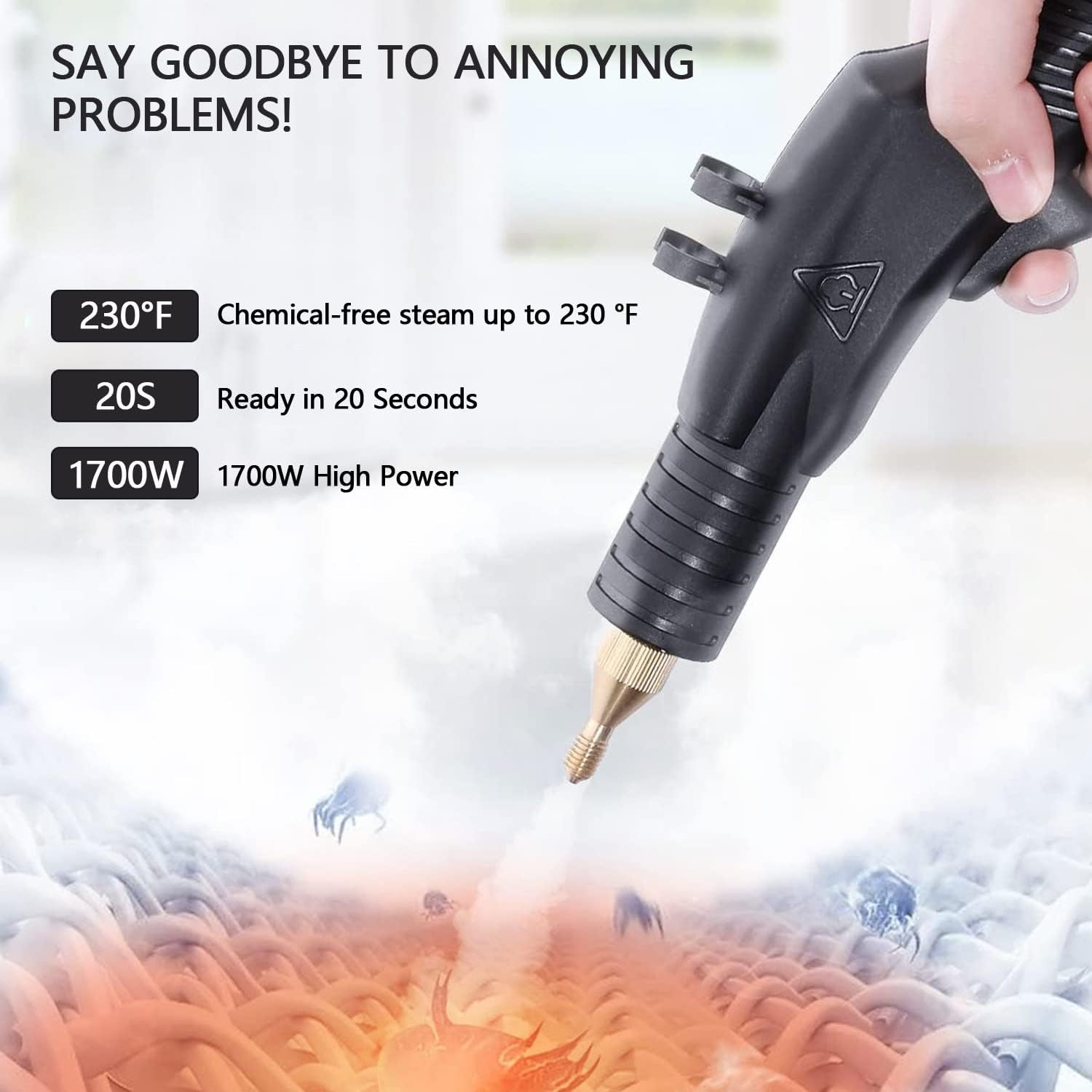 3000W High Pressure Steam Cleaner - Powerful Handheld Cleaning Machine for Home, Kitchen, AC, Car - Efficient High Temp Steam for Deep Cleaning & Sanitizing