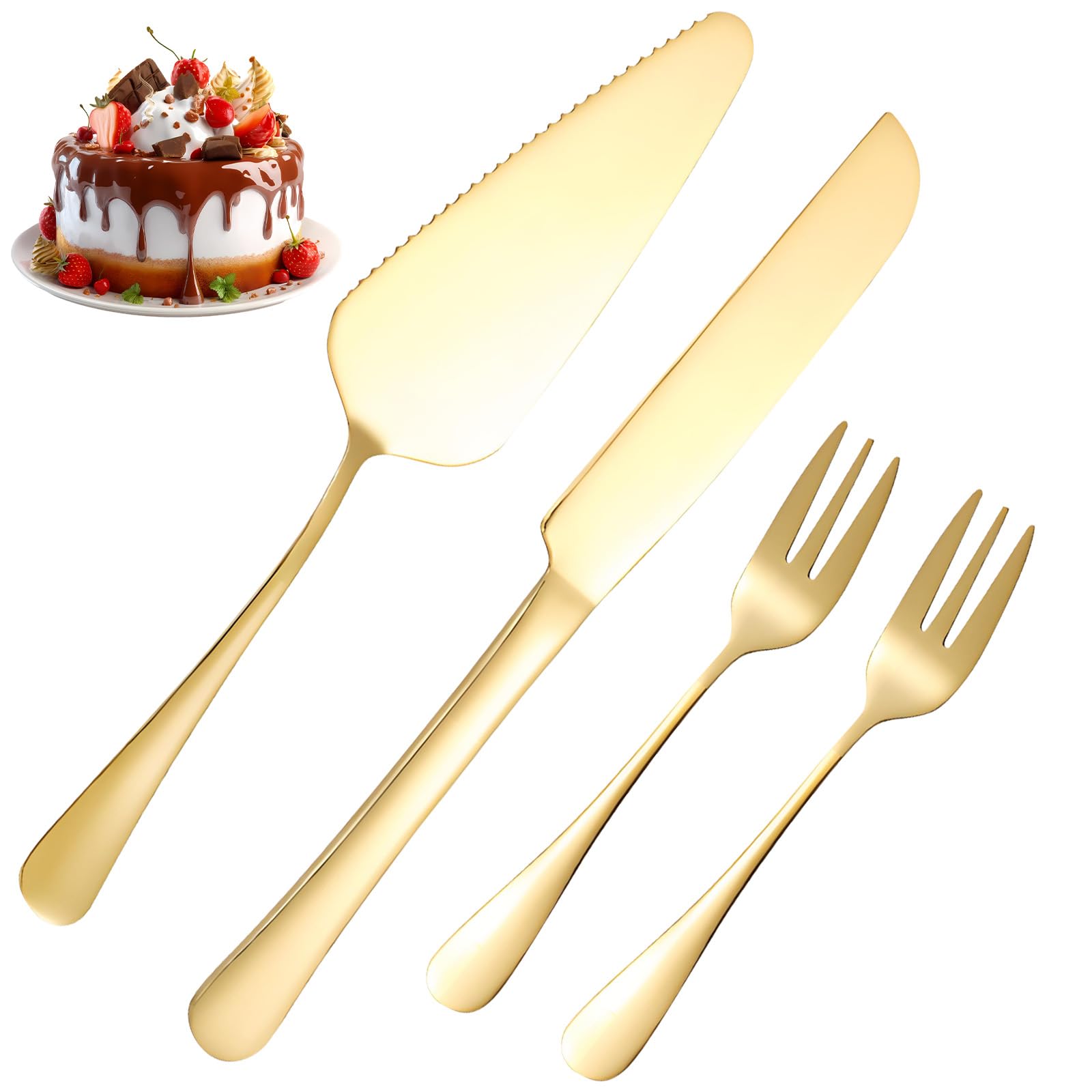 WZHHDM Cake Knife and Server Set, 4pcs Wedding Cake Knife and Server Set