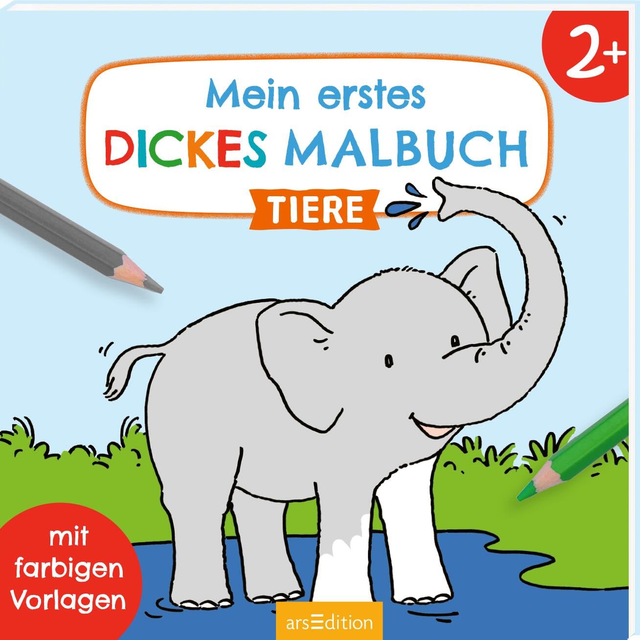 Mein erstes dickes Malbuch ab 2 – Tiere: Mit farbigen Vorlagen | Erstes Ausmalen mit einfachen Motiven (Malbuch ab 2 Jahren)