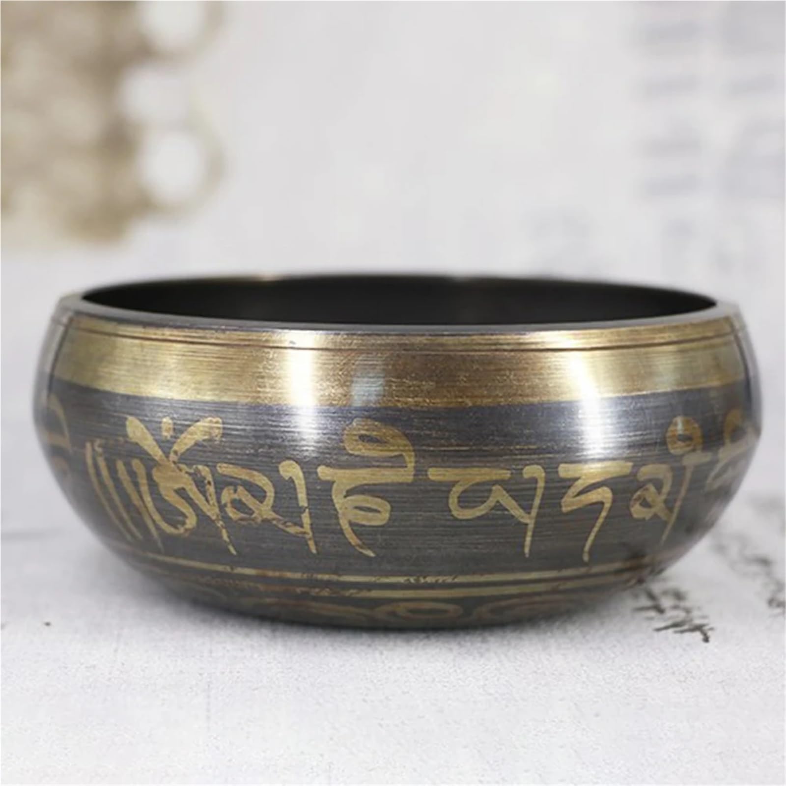 Set di campane tibetane Campana tibetana con percussione, fatta a mano, Buddha, yoga, meditazione, suono, guarigione, ciotola in rame(9.5cm)