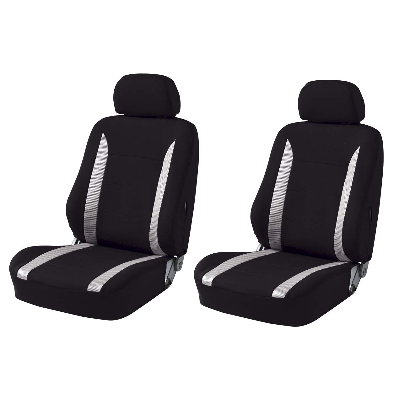 ボンフォーム(BONFORM) シートカバー ニット&メッシュ 軽/普通車 前席2枚セット 背面フルカバーグレー&ブラック 4336-71GR