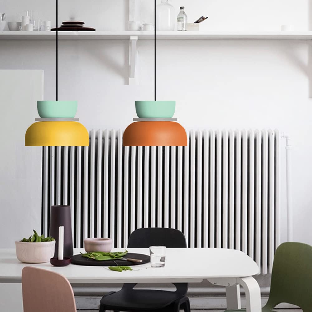 Luce Industriale Moderna Macaron Lampada A Sospensione Colorata metà del Secolo per Illuminazione A Soffitto Piccolo Lampadario in Alluminio per Camera da Letto Cucina (C)