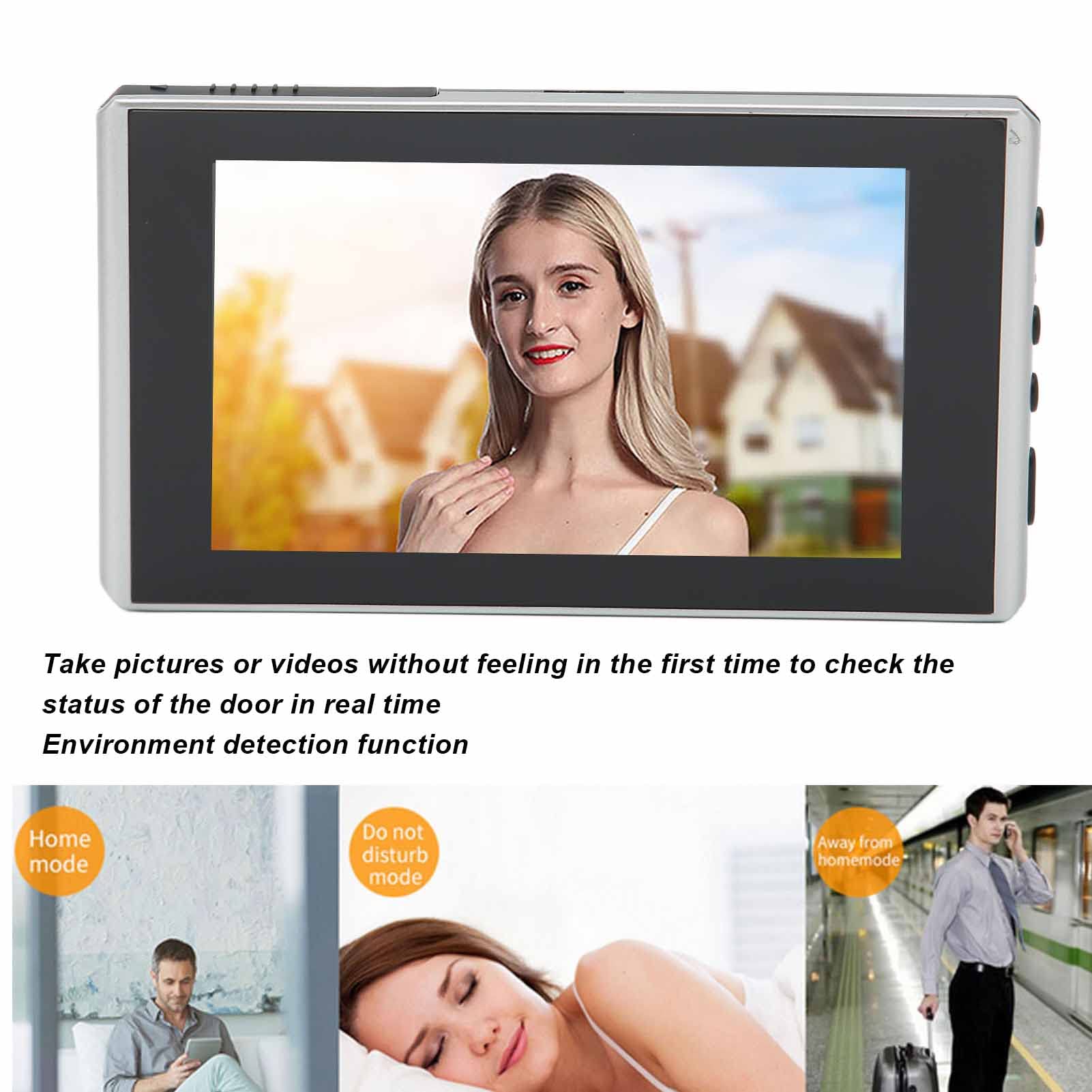 Wizjer do drzwi, cyfrowe elektroniczne drzwi z funkcją nocnego koloru 1080P, inteligentny dzwonek wideo obsługujący wykrywanie ludzkiego ciała dla hotelu z biurem domowym (srebrny)(Silver)