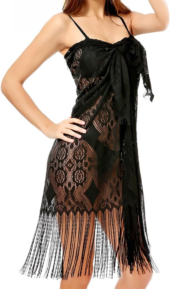 Sierry Women Beach Cover-up Tassel Beachwear Dress Bikini Sarong Wrap Swimsuit Cover Lace Floral Beach Wear Swimwear Cover Up