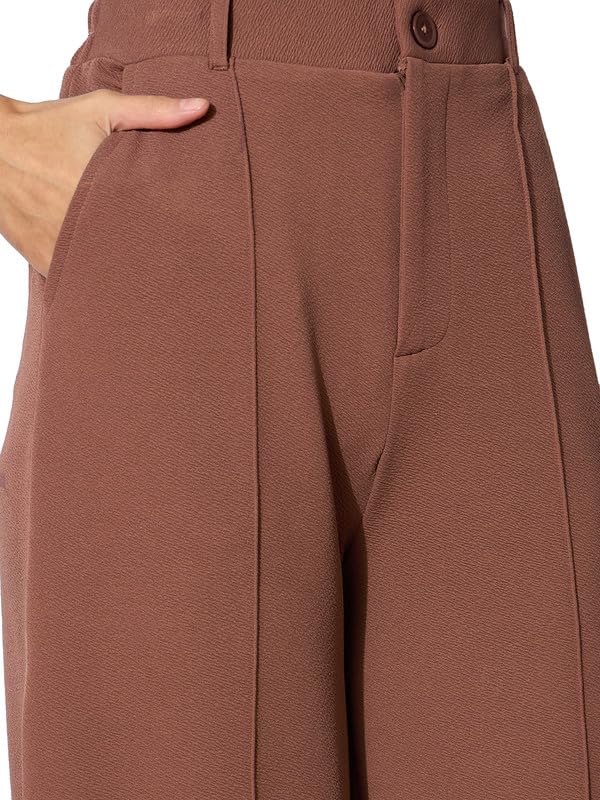Image of Black Front Dart Textured Palazzo Pants