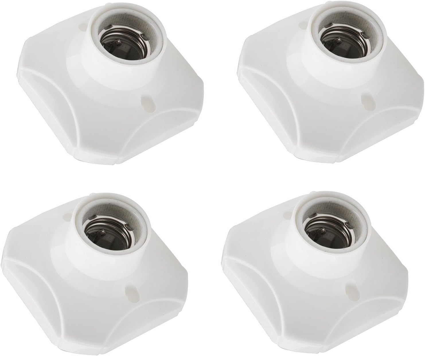 4pcs E27 Screw Light Bulb Socket Holder,E27 Round Plastic Base, Lamp Socket Holder,AC 220-250V,White