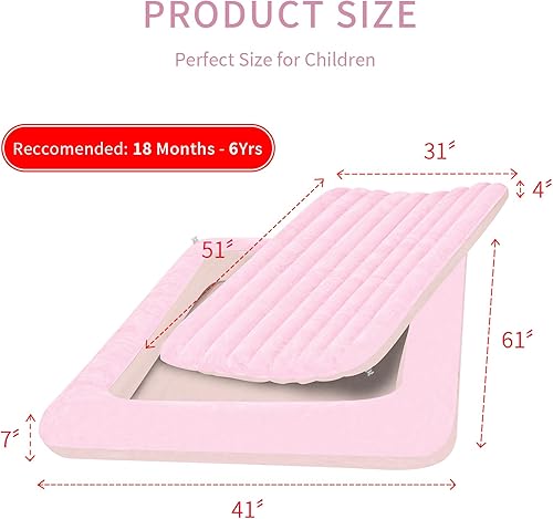 Miniatura 3 de Colchón de aire para niños colchón de aire portátil rápido para niños, superficie con felpa suave y cómoda, ideal para sala de estar, habitación y