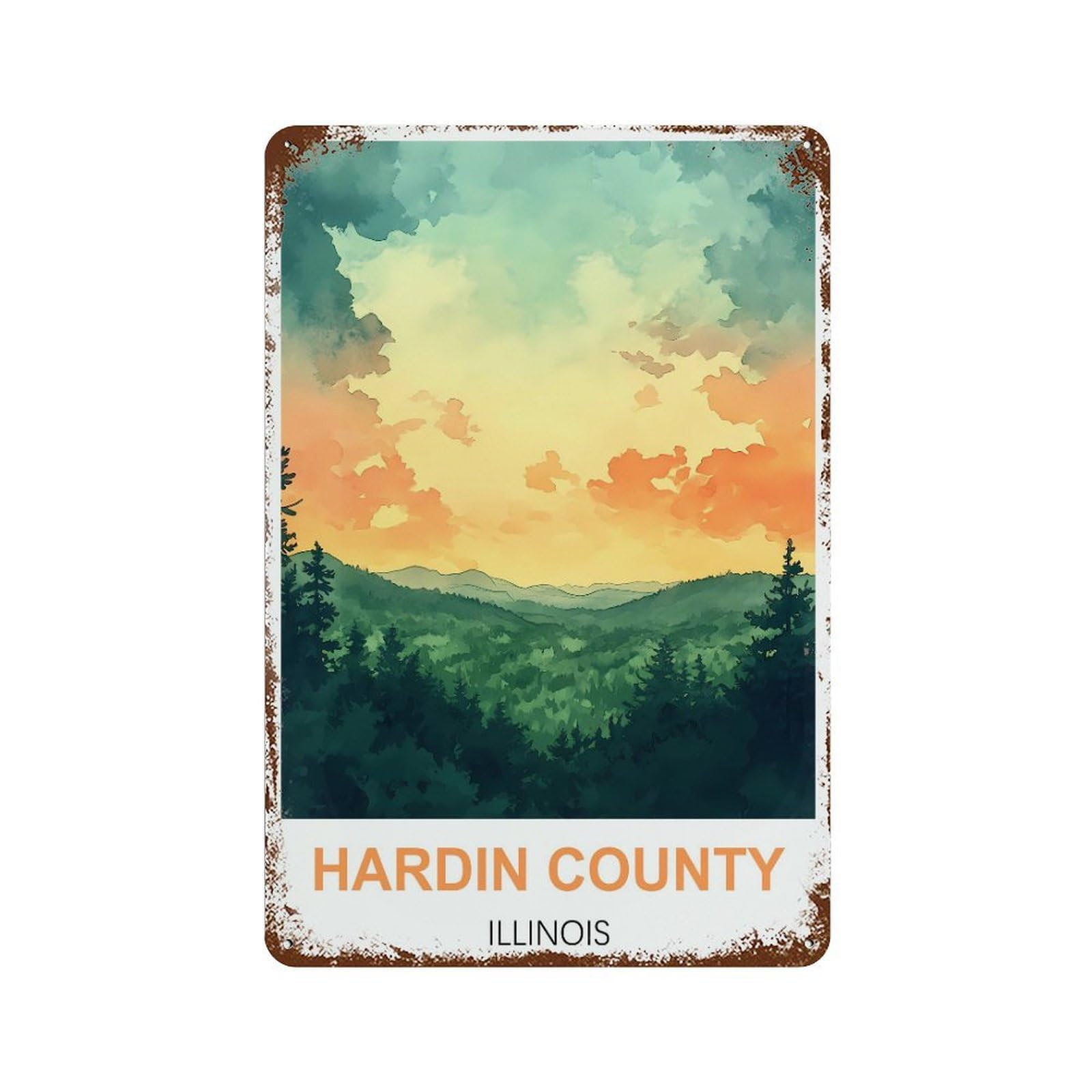 Hardin County Illinois Retro Design Tin Paintings Vintage Tin Sign 08x12inch(20x30cm) Wall Art for Home Office Bedroom Living Room Cafes Wall Decor