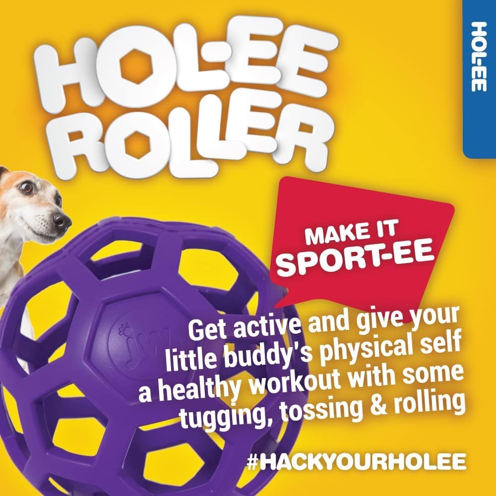 JW Mascota Hueca Pelota HOLEE para Perros Rebota Se Muerde Grande 16.51 cm 3PACK