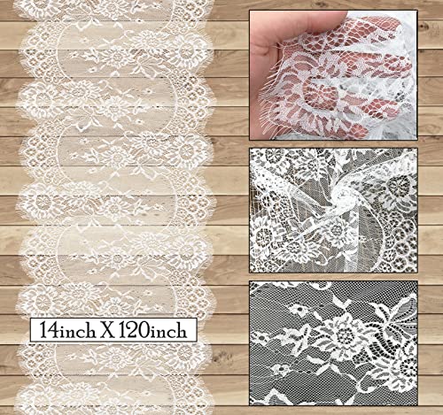 5 Pack White Lace Table Runner 14 X120 Inch Rose Vintage Embroidered Table Runners For Rustic Chic Boho Wedding Bridal Shower Table Decoration #TOP1
