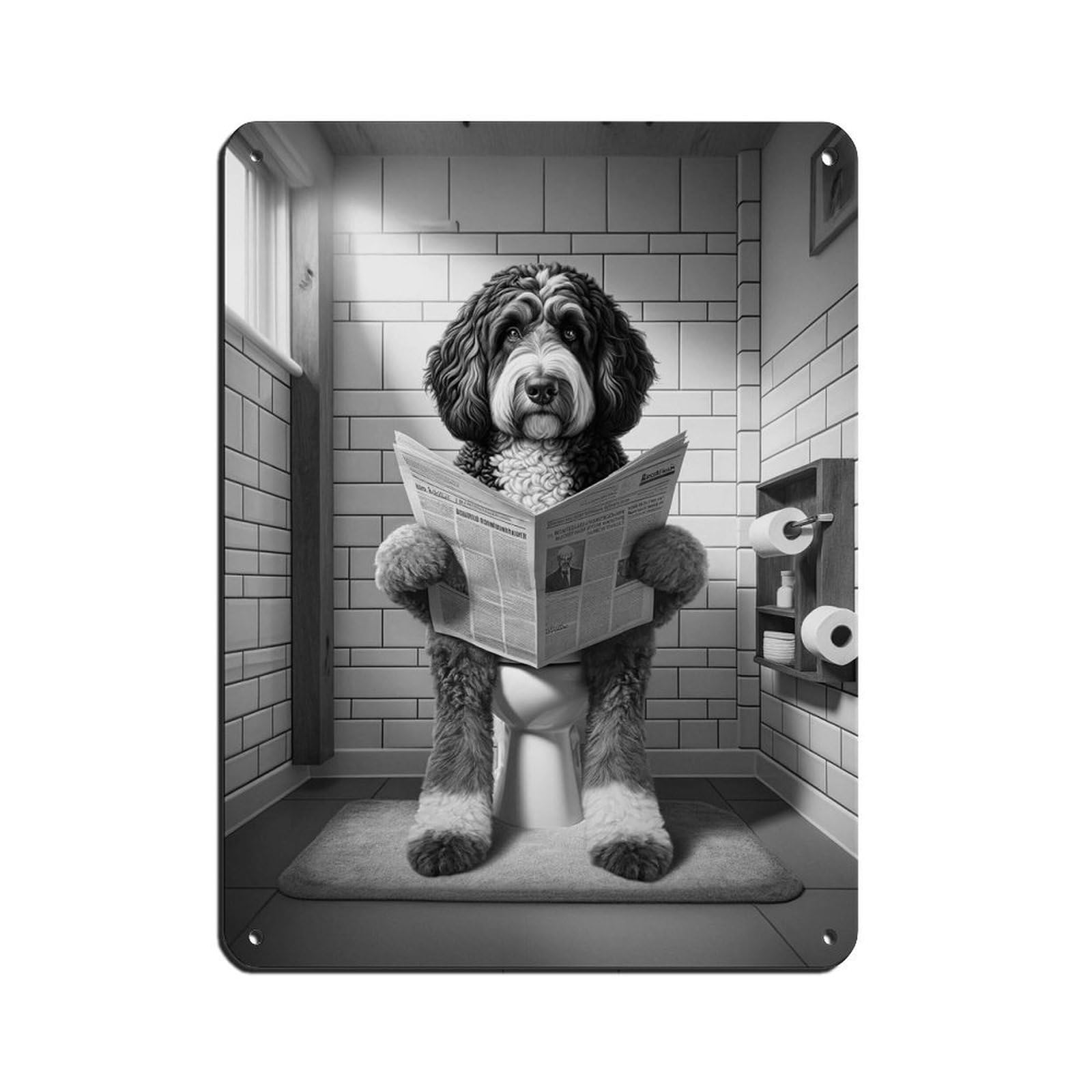 Lxwnze 30L X 40W Cm Bernedoodle, Funny Bathroom Decorations Retro Poster Metal Tin Sign Chic Art Retro Iron Painting Bar People Cave Cafe Family Garage Poster Wall Decoration 12X16inch(30X40cm)