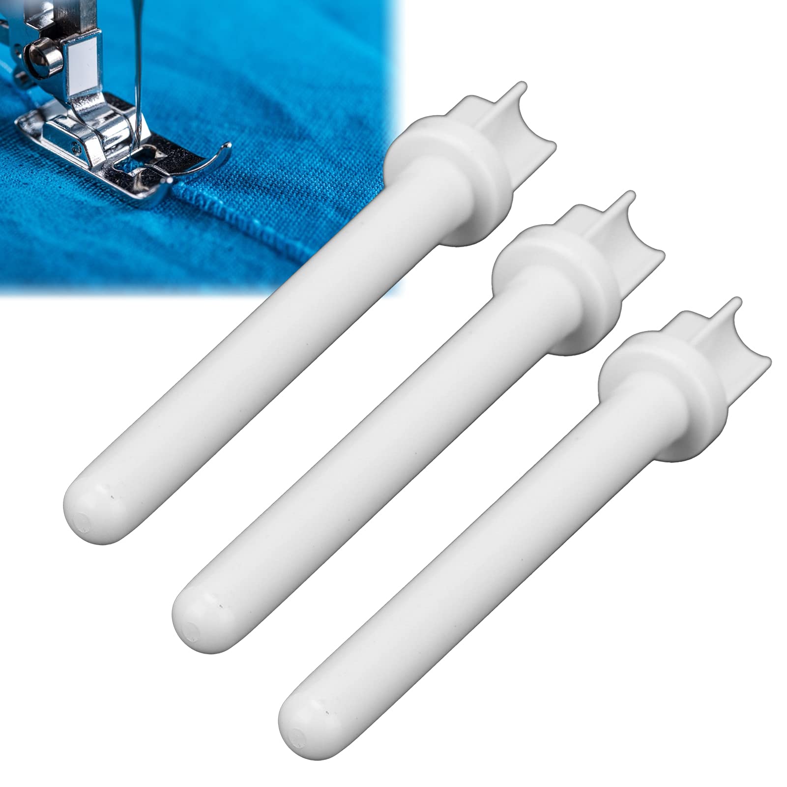3Pcs Auxiliary Spool Pin, White Plastic Spool PIN for Sewing Machines Compatible with Most Sewing Machines - Image 3