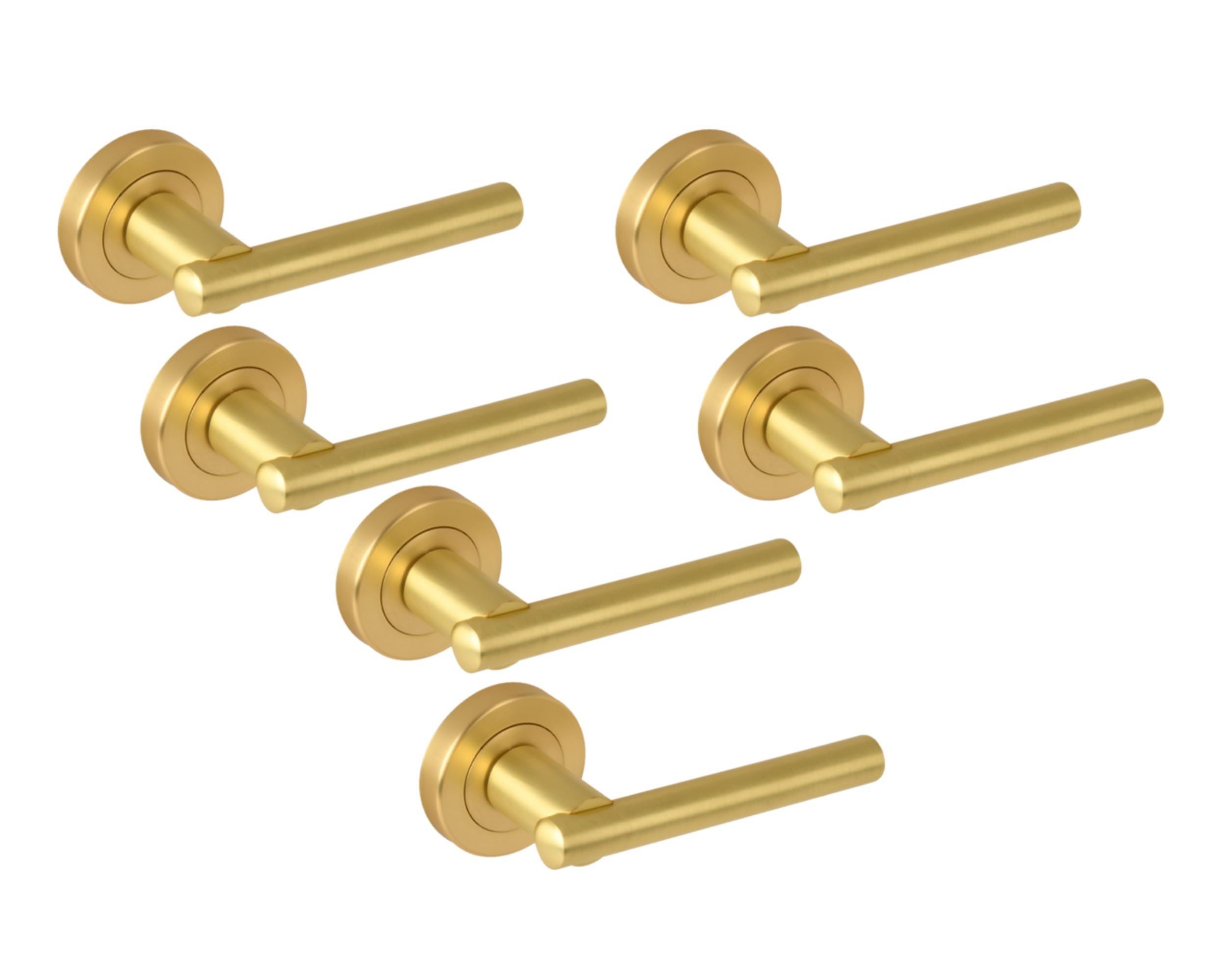 Hunta HANDLEZONE® 3 Sets Solus Lever On Round Rose Door Handles, Internal Passage Latch Handles - Brushed Brass