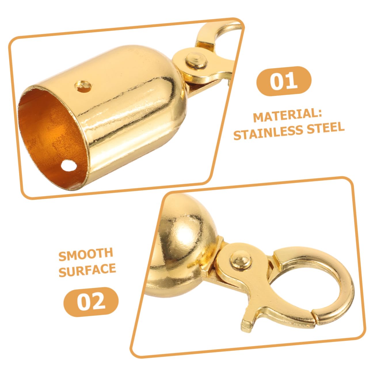 WOONEKY Stainless Steel Rope End Cap Hooks 2pcs Cord Stops for Outdoor Decking and Guardrail