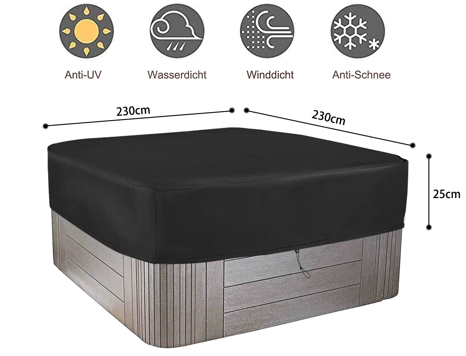 Hot Tub Cover - 600D Spa Cover Protector Waterdicht En Heavy Duty Outdoor Square Hot Tub Cover Beschermingnieuw Voor 2024 Dg