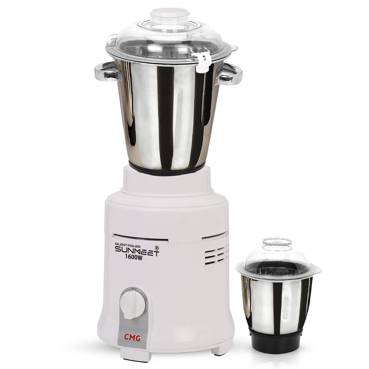 SilenPowerSunmeet 1600Watts Commercial Mixer Grinder,Mfg MKT Since 1984 with Heavy Duty Hi-Tech 100% Copper Motor with 2 S.S. Jars, White|Restaurants|Catering|Hotels|Food Industry|Heavy Home Usage