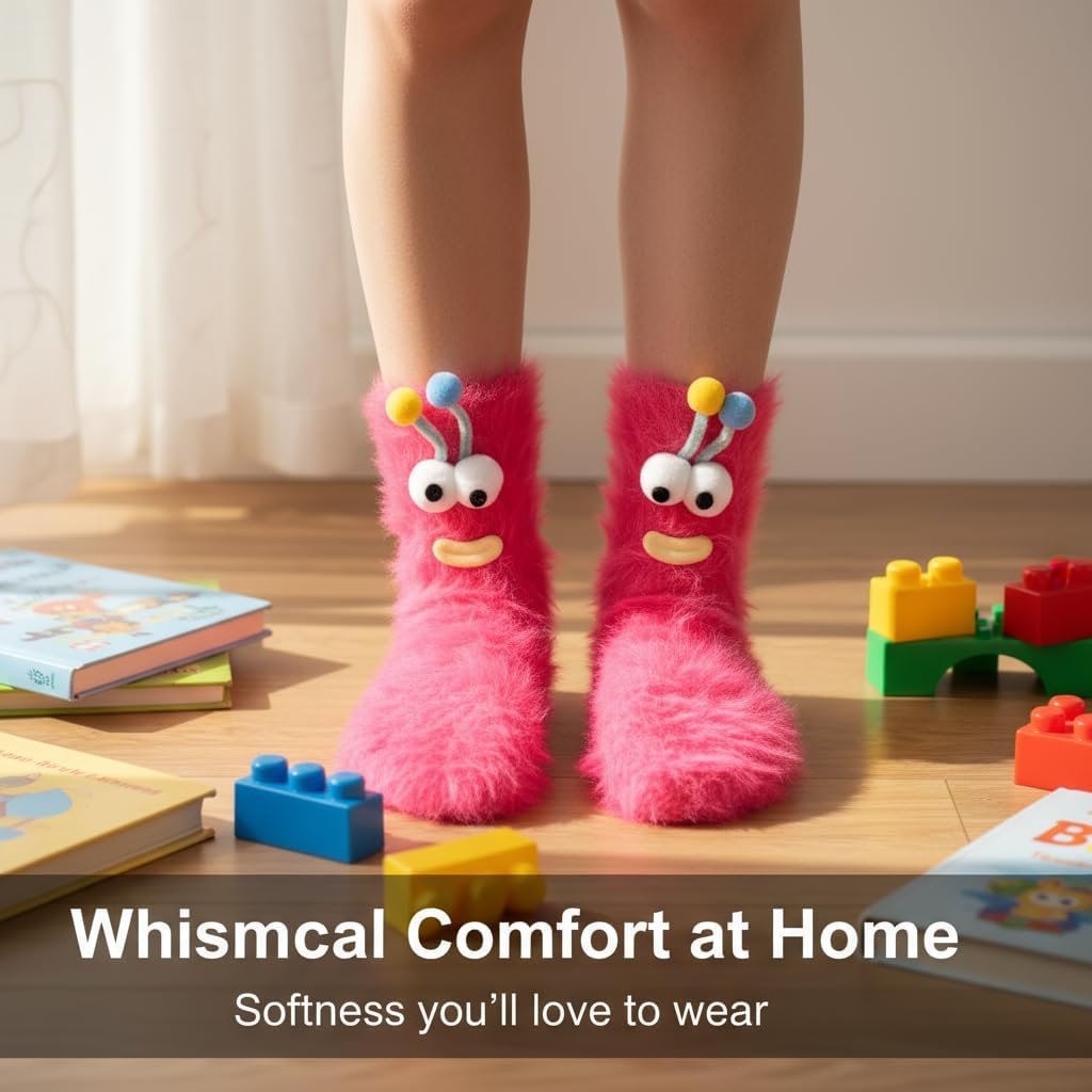 4 Pairs Funny Socks For Women Cute Plush Bug Stocking Fluffy Fuzzy Sleeping Socks Women'S Novelty Socks Gifts For Teenage Girls - Image 3