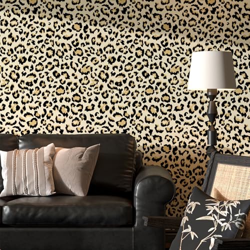 Naphite Leopard Print Wallpaper Cheetah Wall Paper Brown Funky 78.7in17.3in