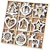 Wooden christmas tree ornaments 27pcs 3d hanging christmas decorations rustic farmhouse winter wonderland ornaments for christmas tree xmas party santa claus snowman snowflake white  urban country home decor