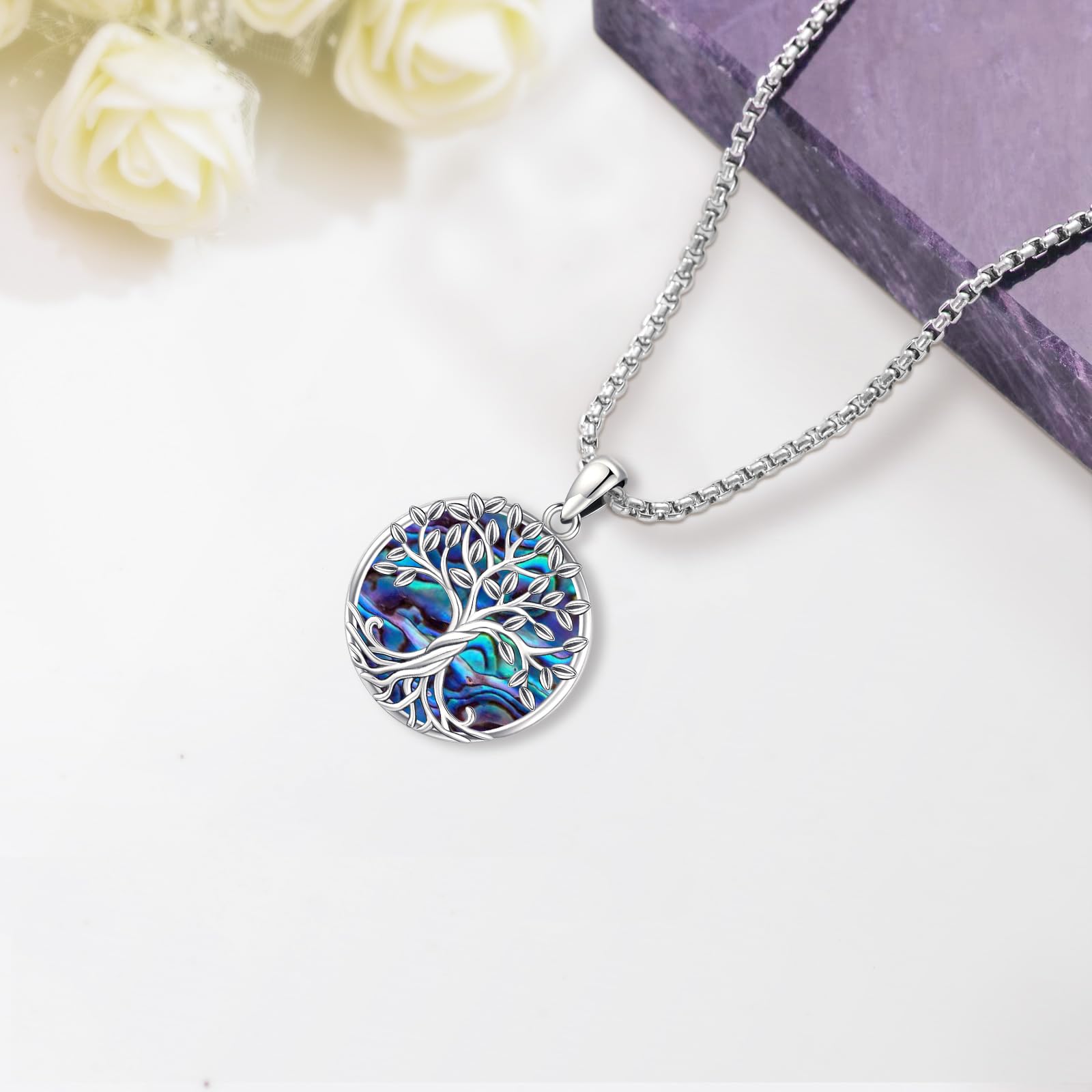 Eusense Baum des Lebens Anhänger 925 Sterling Silber Halskette Baum Leben Geschenke Schmuck für Muttertag Frauen Damen Mädchen
