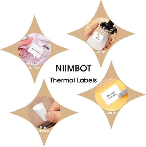 NIIMBOT Self-adhesive thermal labels, B1/B21/B3S label tape, paper for school, home, office, small businesses (white-rectangular, 50 x 30 mm)