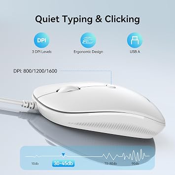 TECKNET USB Wired Keyboard and Mouse for Mac, Dual Interface(Type-C and USB A), Ergonomic Slim Keyboard Set Compatible with MacBook, iMac, Mac mini/Pro, White