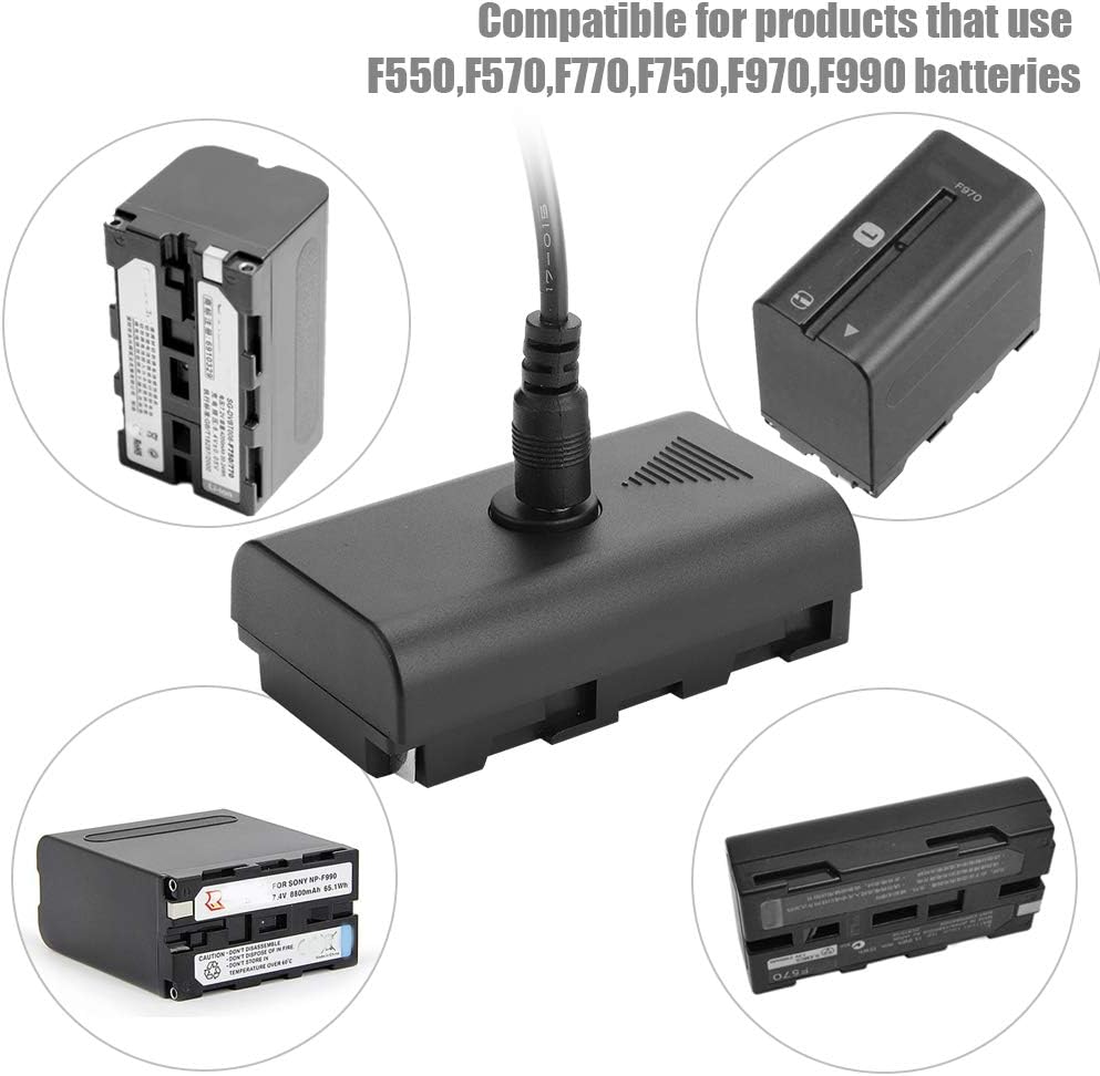 NPF Dummy Battery External Power Supply, Dummy Battery Coupler for NPF550 F570 F770 F750 F970 F990 with USB Cable to Power Video LED Light Camera Monitor