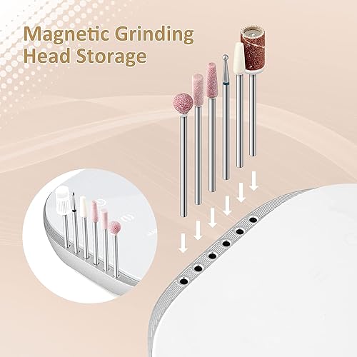 Miniatura 4 de Madenia Taladro de uñas profesional para uñas acrílicas y mini lámpara de uñas LED UV de 16 W, rosa