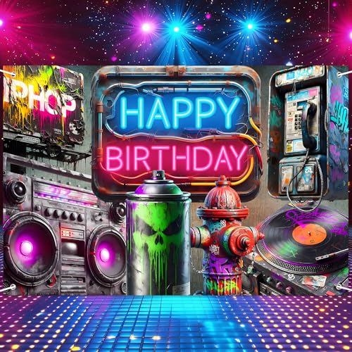 Vintage Retro Rock and Roll Backdrop - 80s 90s Graffiti