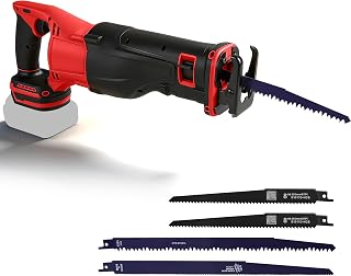 Cordless Reciprocating Saw Compatible with Milwaukee 18V, Brushless Electric Saw 3500RPM Variable Speed with 4 Blades for Woods Metal PVC Cutting (No Battery)