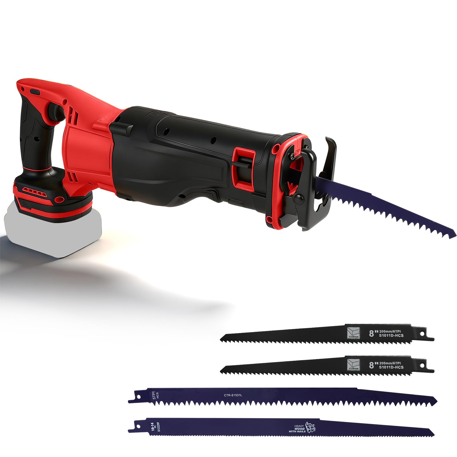 Scie sabre sans fil pour Milwaukee - 18 V - 3500 tr/min - Vitesse variable - Avec 4 lames de scie pour couper le bois, le métal, le plastique (sans batterie)
