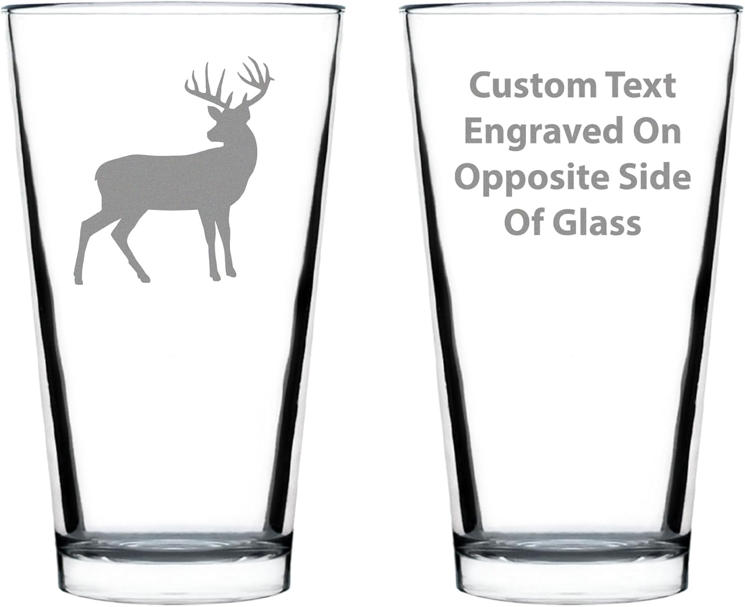 Custom Deer Pint Glass for Beer - Cabin Themed Gifts or Rustic Decor for Men and Women - Fun Drinking or Party Glasses - 16 oz