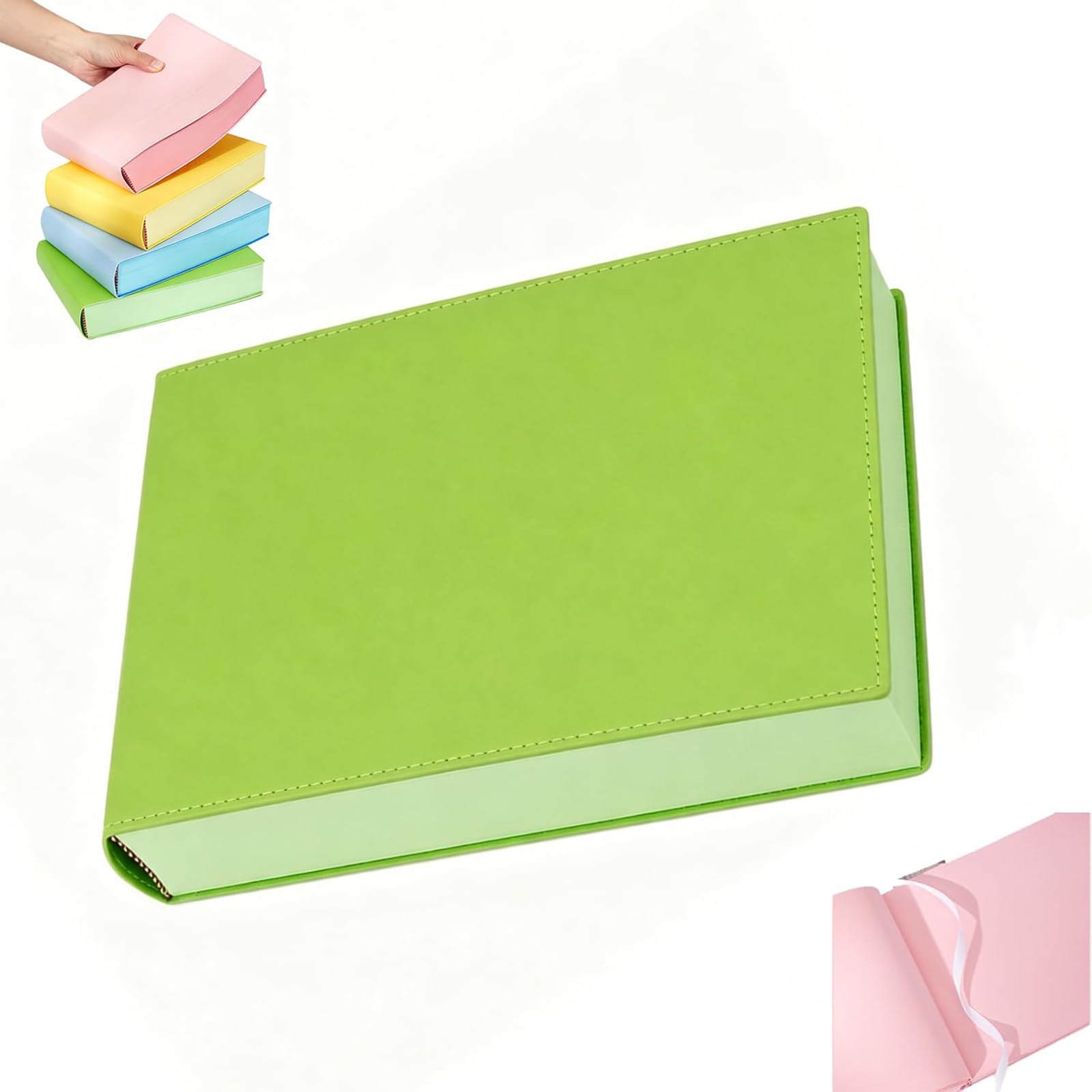 Cuaderno A5 de Tapa Dura, Libreta de 720 Páginas con Cubierta de Piel PU, Papel Grueso Antisangrado con Marcapáginas de Cinta, Diario, Notebook,Agenda y Cuaderno para Notas, Listas y Oficina (Green)