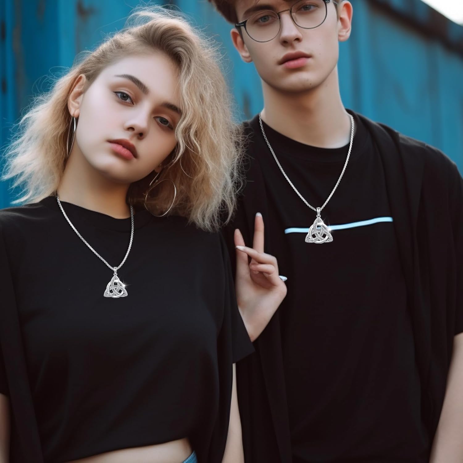 Wiccan Jewelry Celtic Knot Necklace 925 Sterling Silver Celtic Jewelry for Women & Men Star of David Necklace Pentagram Protection Amulet Necklace Witches Trinity Knot Pendant Gift - Image 5