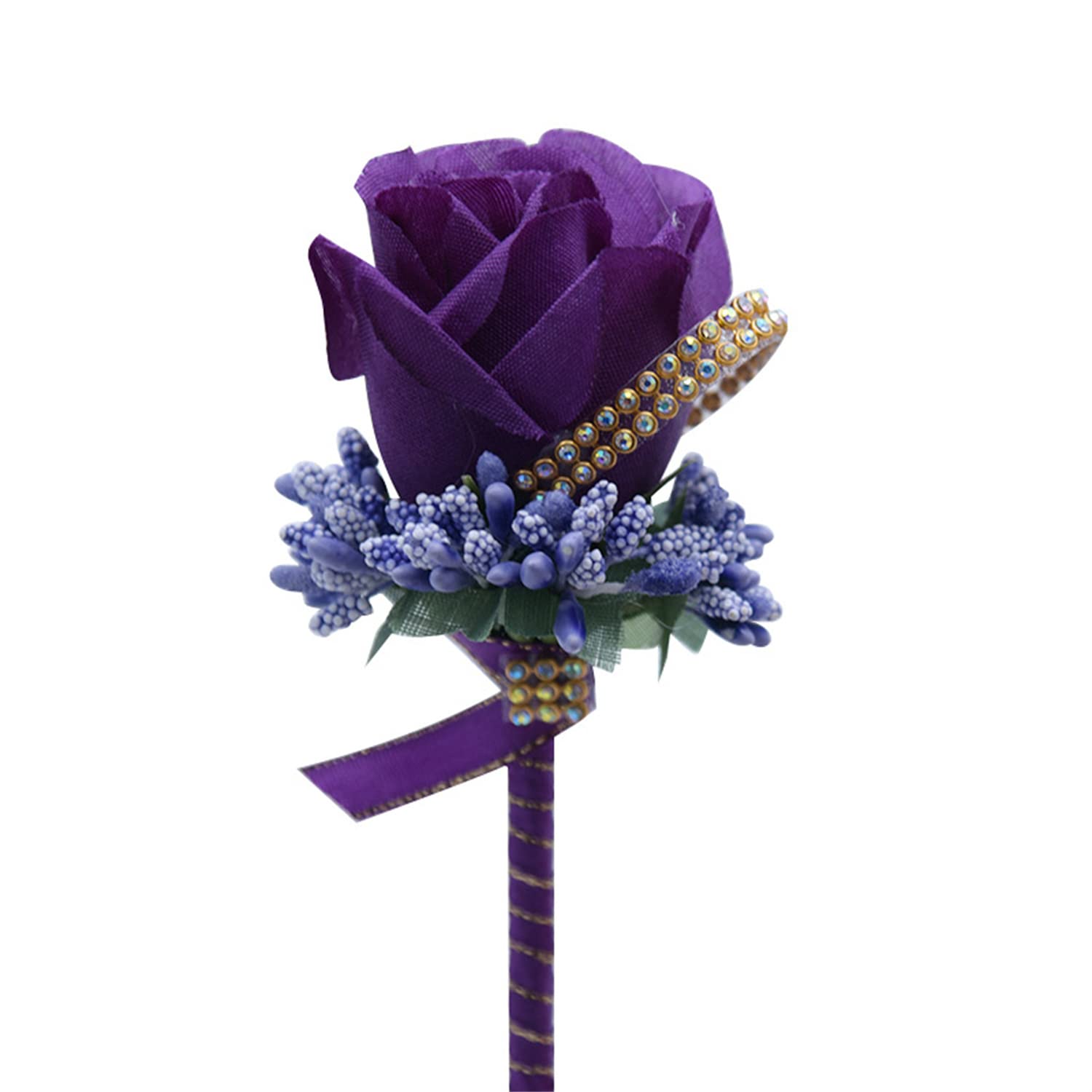 SUNNEE Rose Wedding Boutonniere Boutonniere Handmade Corsage Buttonhole Flowers Artificial Wedding Prom Banquet Flowers Decor Simulation Flower Corsage Groom Brooch Pins (Dark Purple)