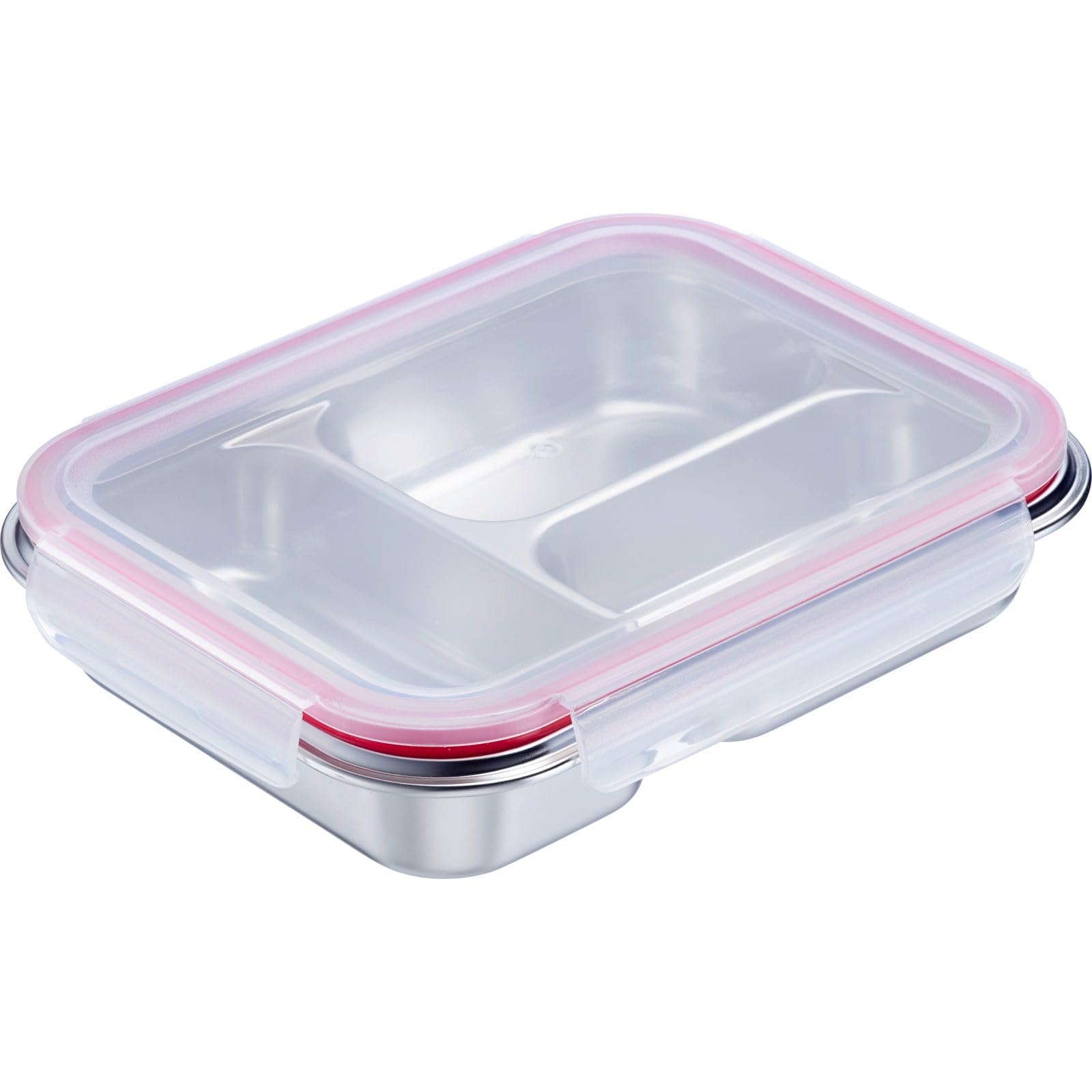 Westmark Food Storage Container – Divided Lunchbox Ideal for Work and on the go as a Lunchbox or Meal prep Box, Dishwasher Safe, Square, 18/8 Stainless Steel – 280 + 280 + 400 ml
