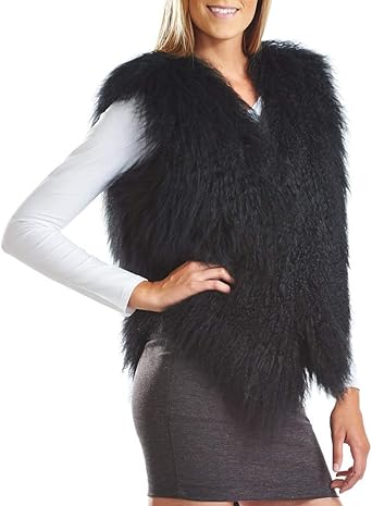 black mongolian fur jacket
