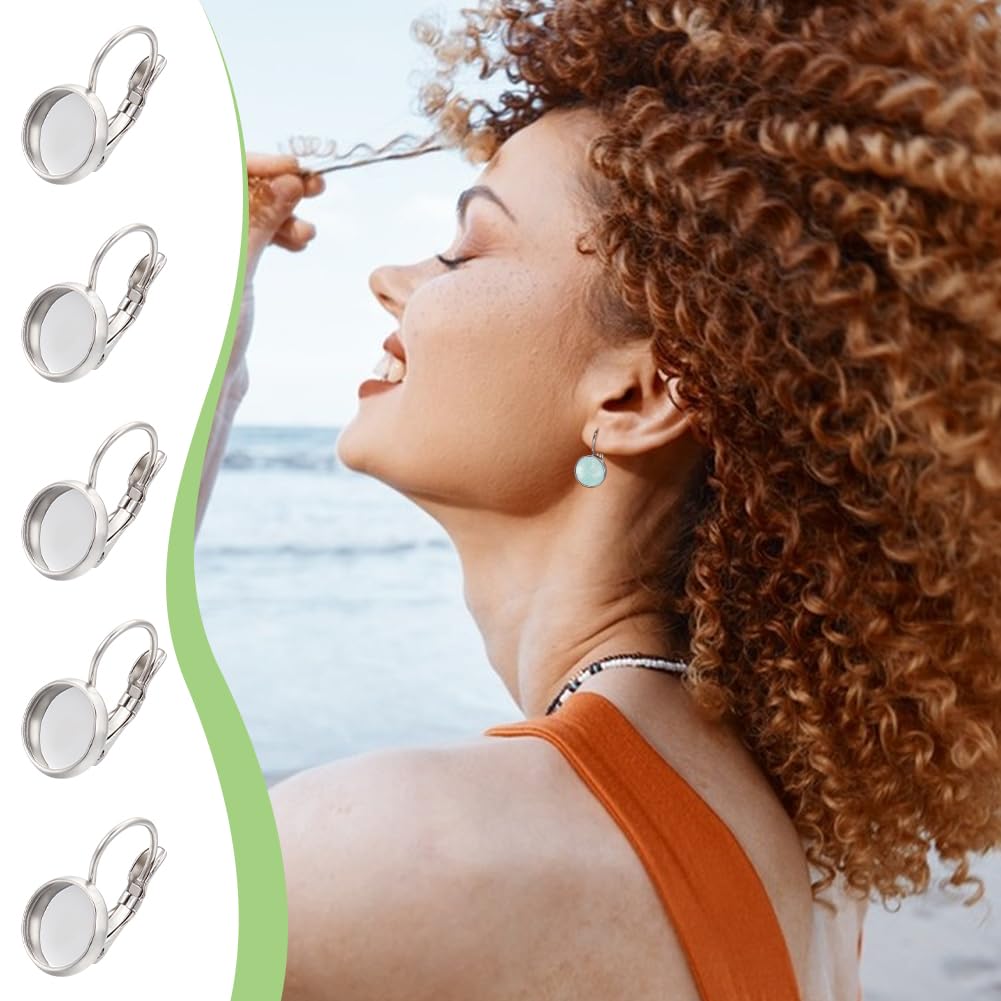 2 Pièces Boucles D'oreilles En Acier Inox - Perles Bleues