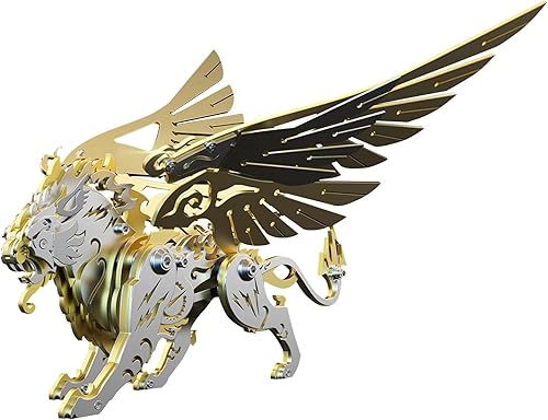 Miniatura 1 de Rompecabezas de metal 3D para adultos, kits de modelo de metal 3D, mecánico, tigre blanco dorado, rompecabezas 3D de acero inoxidable para adultos,