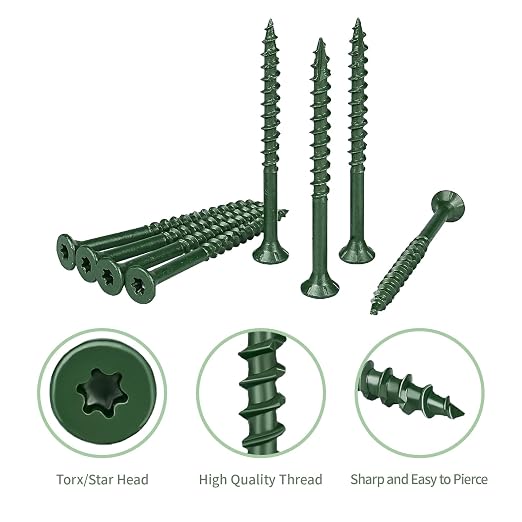 #10 x 2-1/2" Tornillos Tirafondo para madera, 300 piezas, Cabeza Avellanada Torx, Acero al carbono miniatura 2