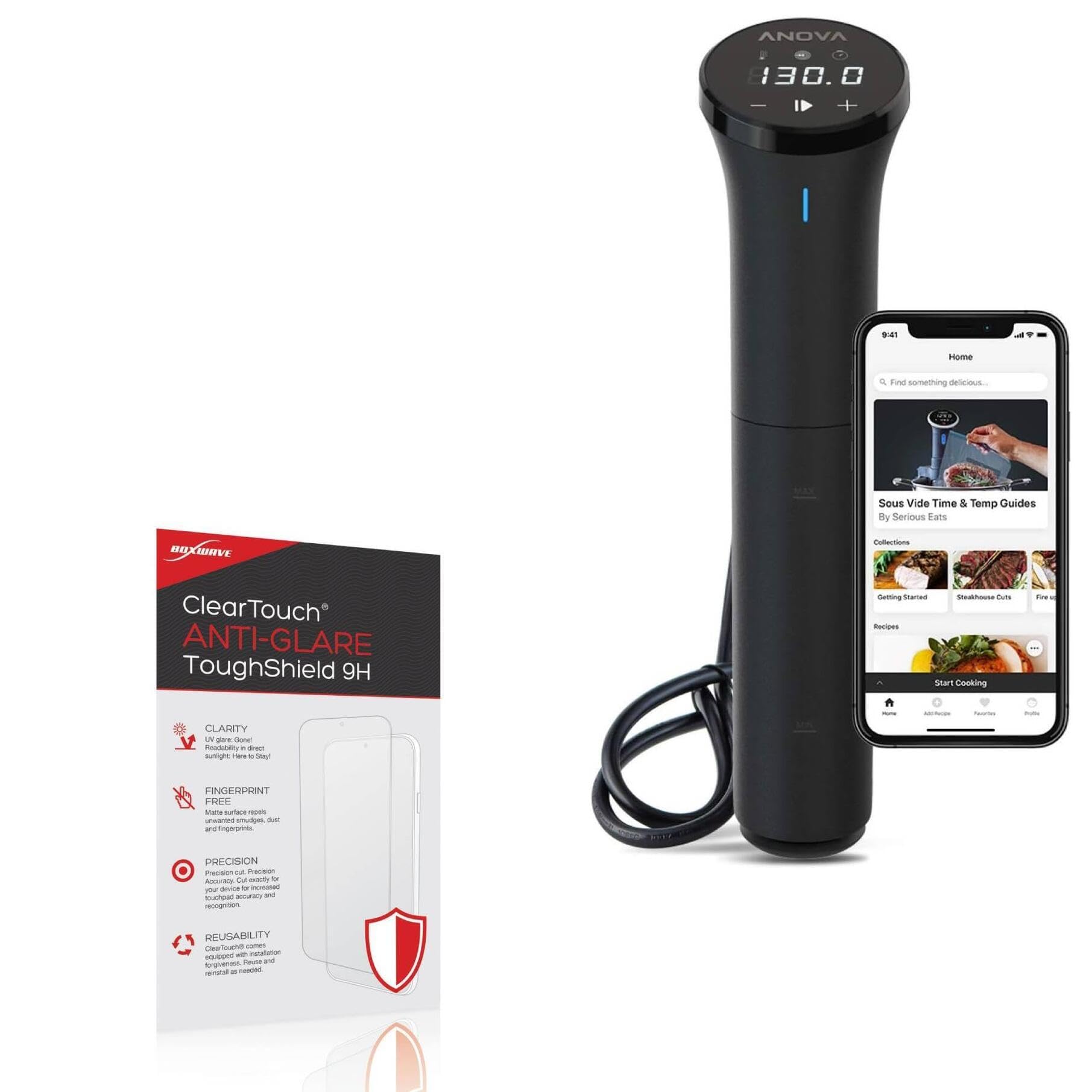 BoxWave Screen Protector Compatible with Anova Culinary Sous Vide Precision Cooker 2.0 - ClearTouch Anti-Glare ToughShield 9H (2-Pack), Anti-Glare 9H Tough Flexible Film Screen Protector